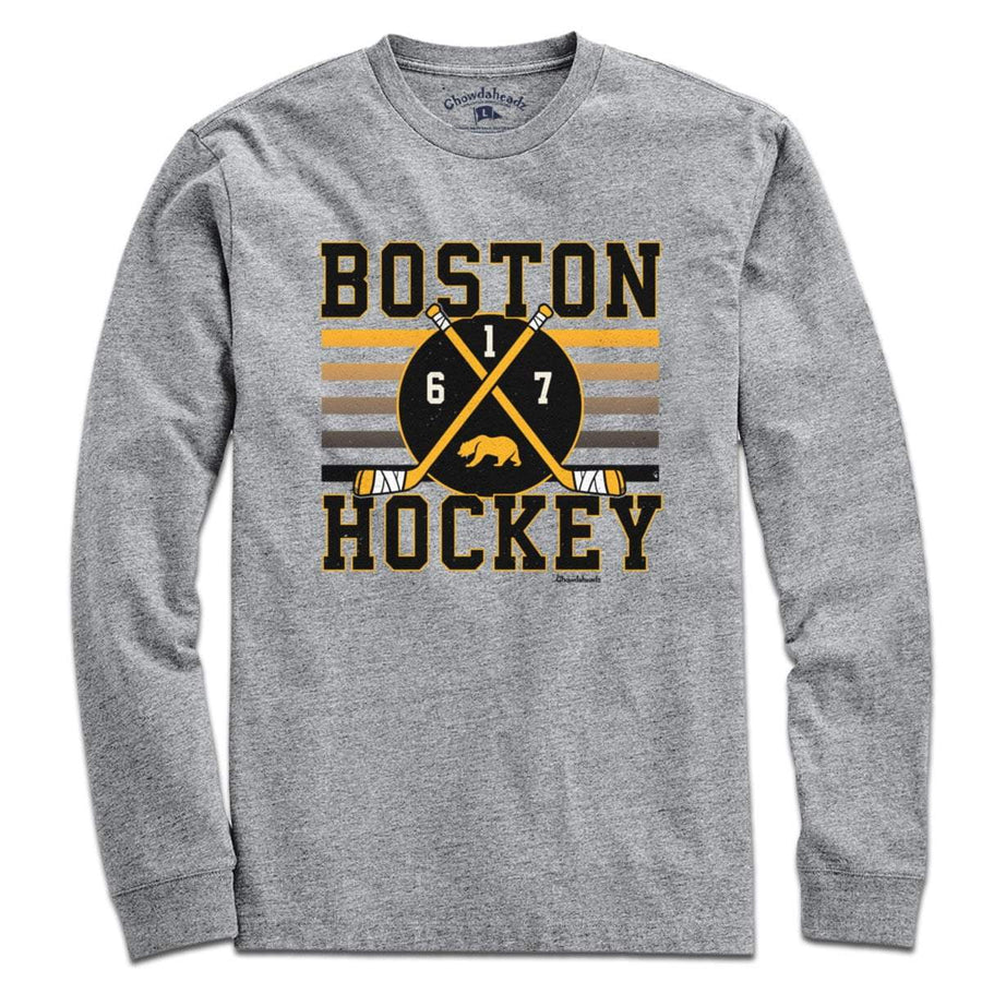 Boston Hockey Crossed Sticks T-Shirt - Chowdaheadz