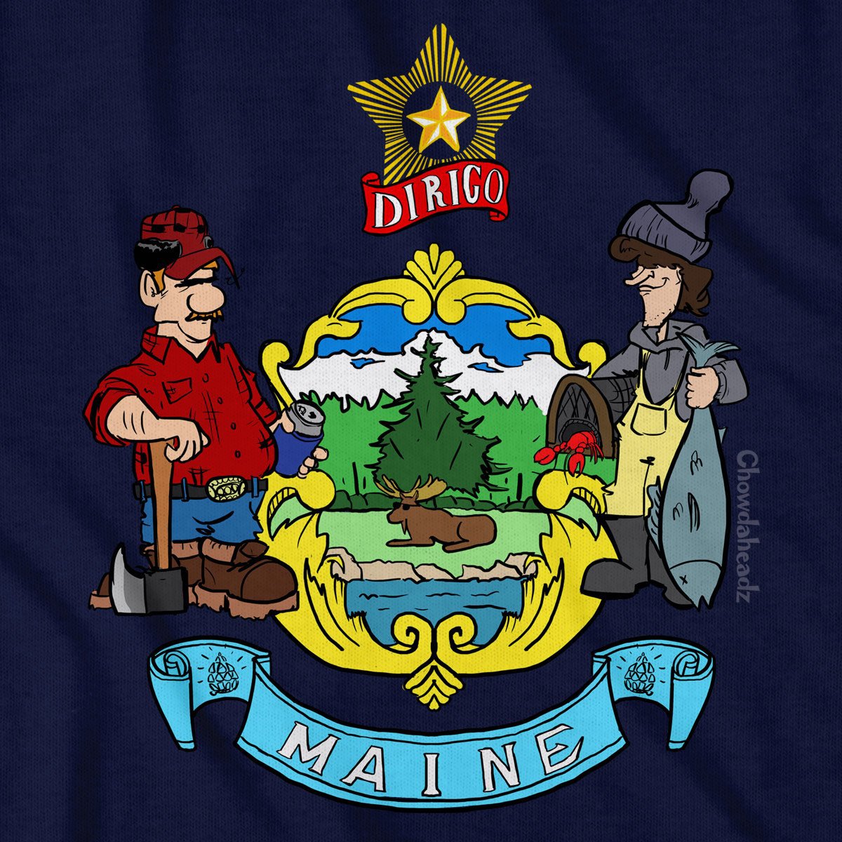Maine Flag T-Shirt - Chowdaheadz