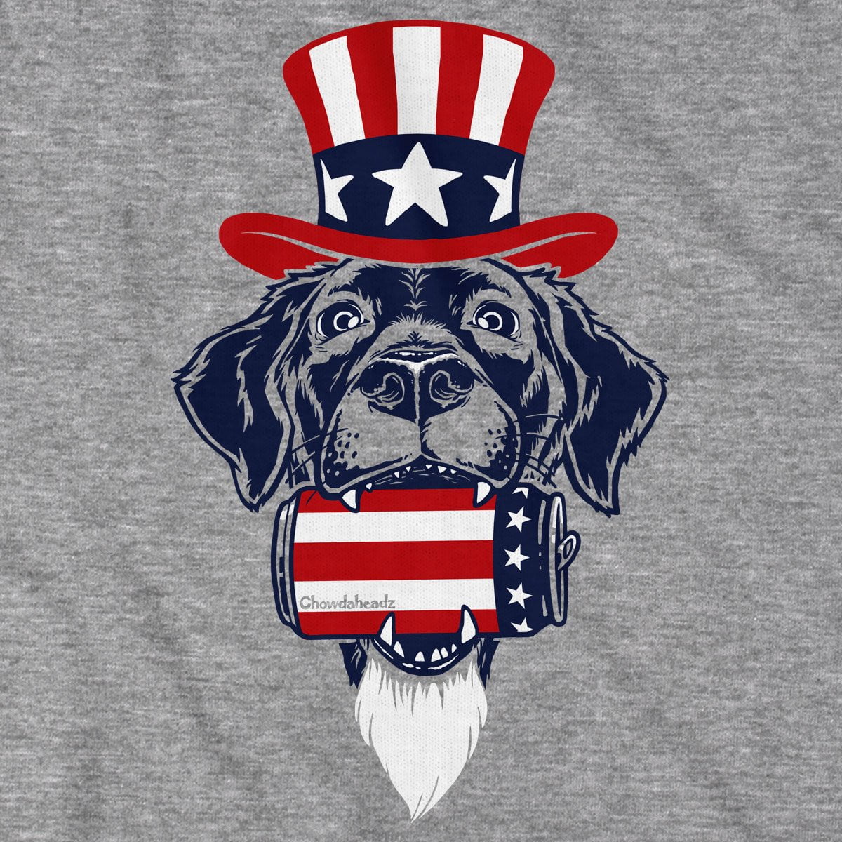 Close-up of Patriotic Pup t-shirt design — patriotic dog illustration