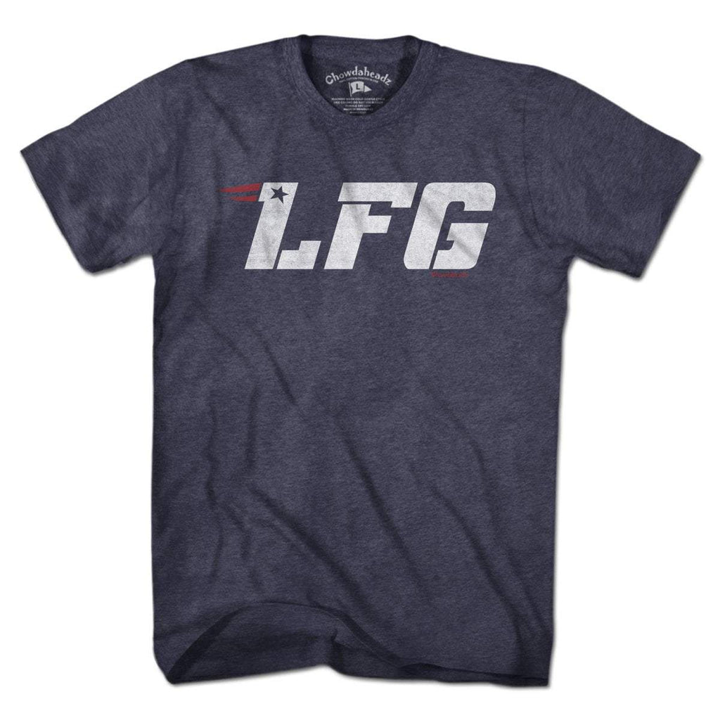 LFG New England T-Shirt — men's tee flat lay in Heather Blue