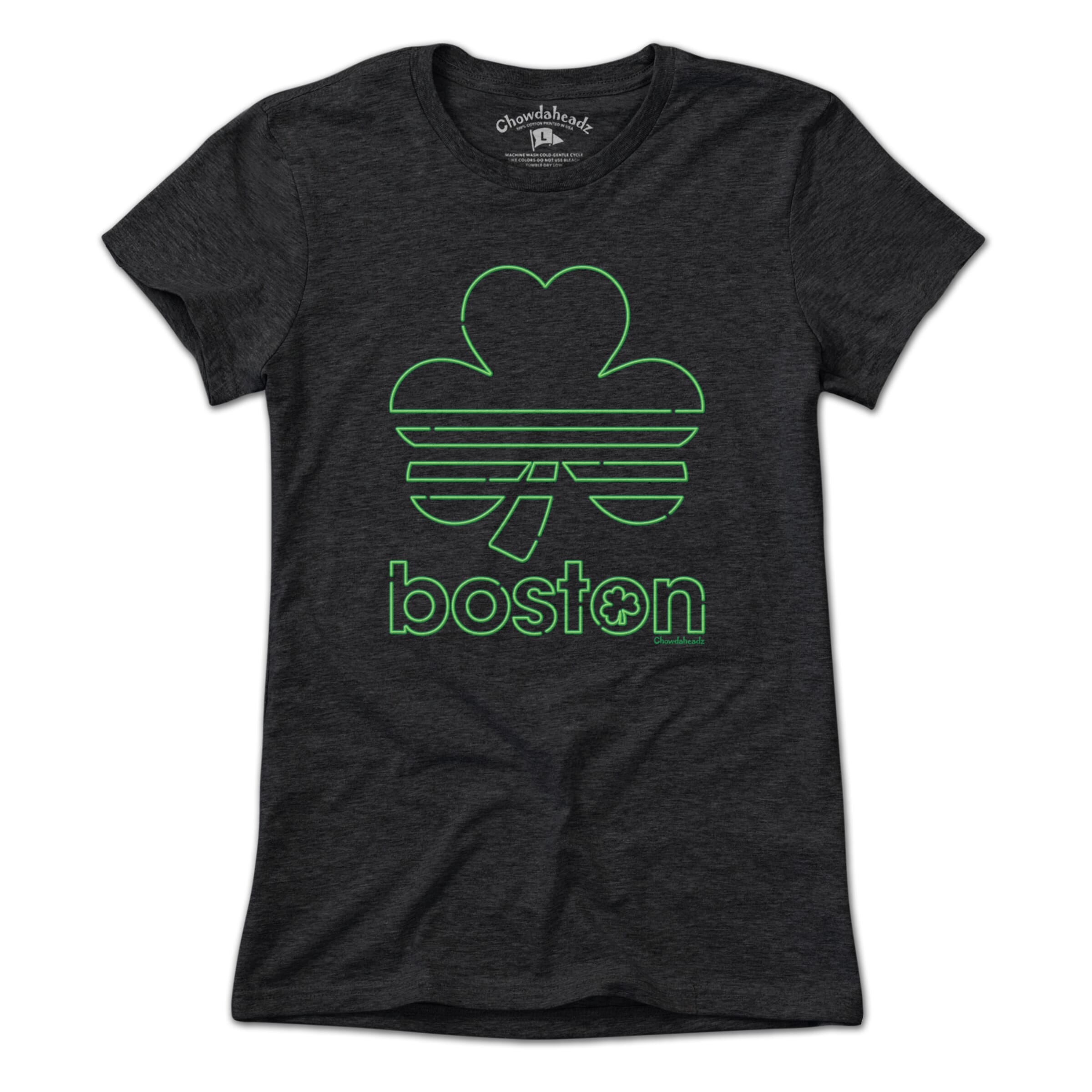 Boston Shamrock Neon Sign T-Shirt - Chowdaheadz
