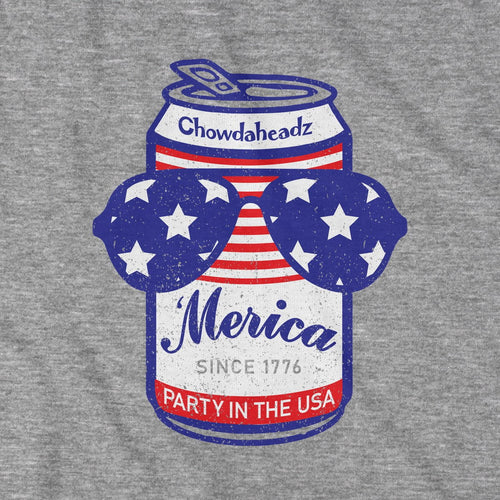 Close-up of Patriotic Beer Can shirt design — beer can illustration detail