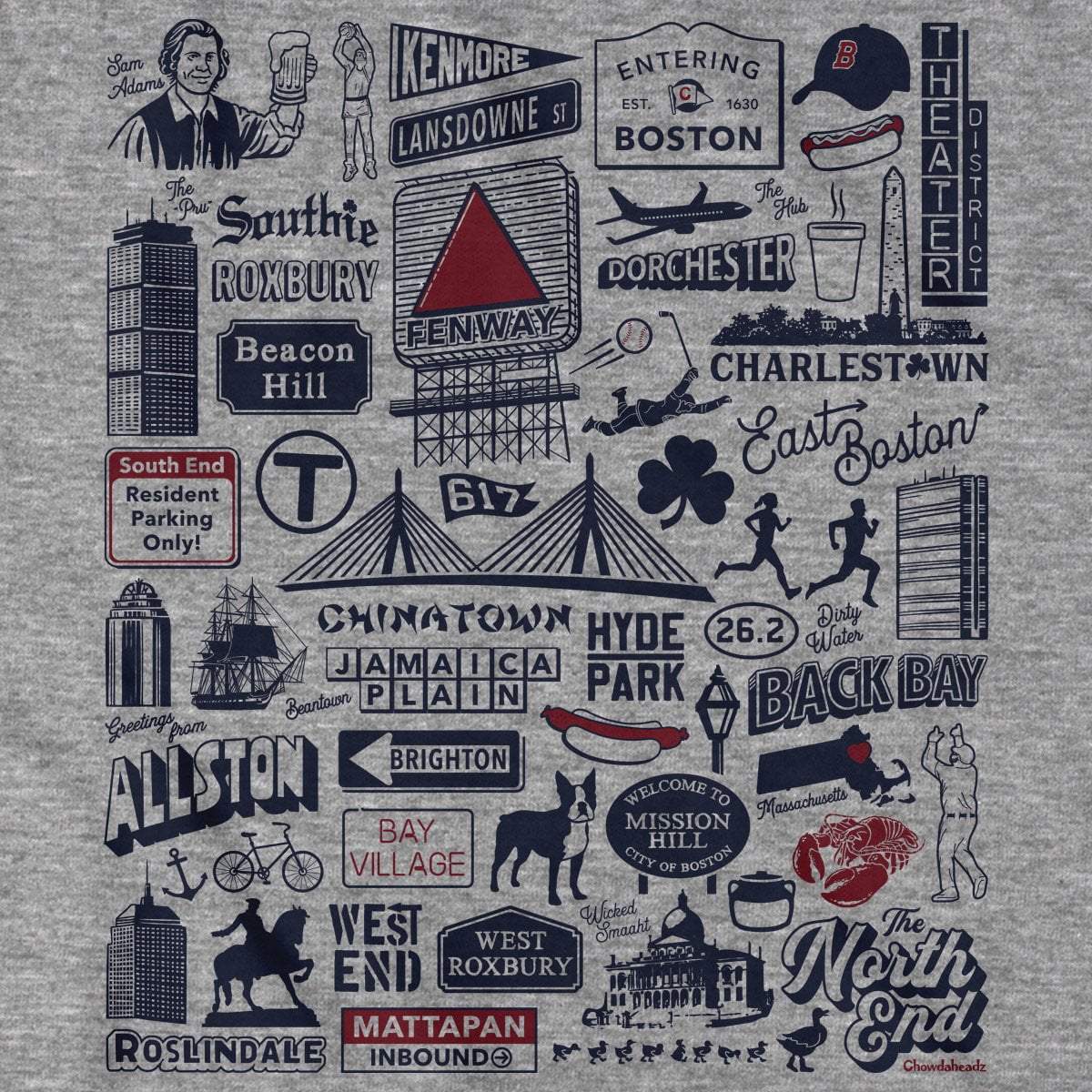 Boston Tourist Attraction T-Shirt - Chowdaheadz