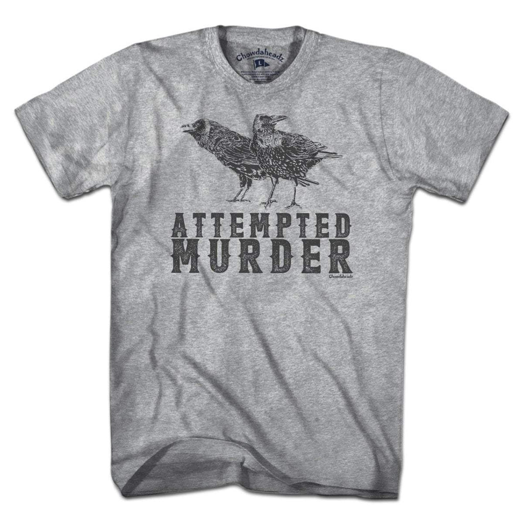 Attempted Murder T-Shirt — men's tee flat lay in Gray