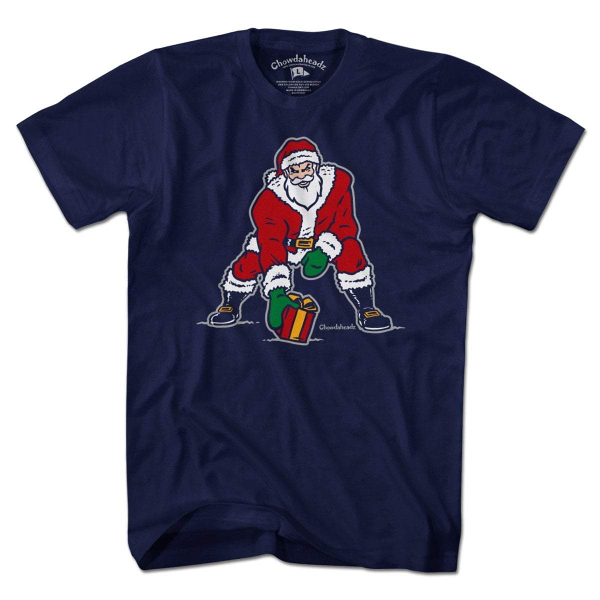 Three Point Stance Santa T-Shirt - Chowdaheadz