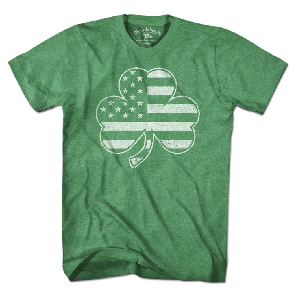 Shamrock Stars & Stripes Tonal T-Shirt — men's tee flat lay in Green