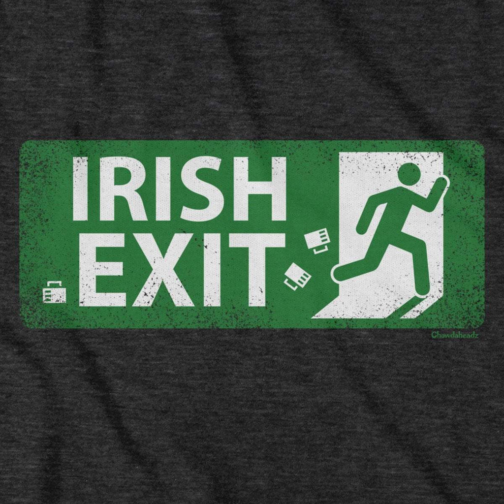 Irish Exit T-Shirt — graphic detail in Charcoal