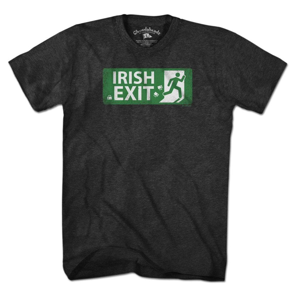Irish Exit T-Shirt — men's tee flat lay in Charcoal