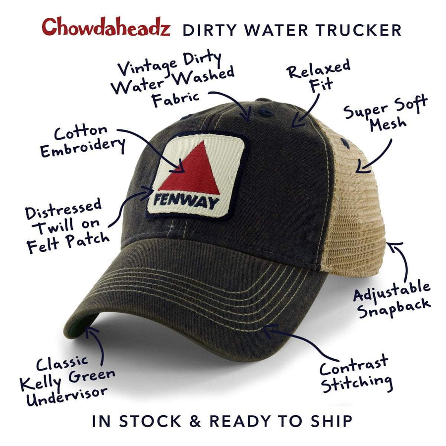Fenway Patch "Dirty Water" Mesh Trucker Navy Hat - Chowdaheadz