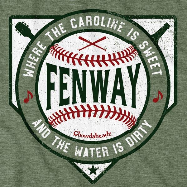 Sweet Caroline Dirty Water Fenway T-Shirt — graphic detail in Military Green