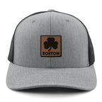 Boston Shamrock Leather Patch Classic Snapback Trucker - Chowdaheadz