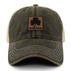 Boston Shamrock Leather Patch Dirty Water Trucker - Chowdaheadz