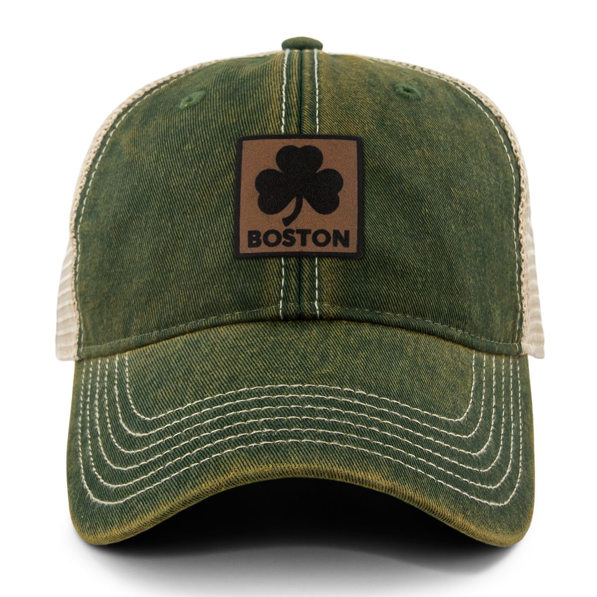 Boston Shamrock Leather Patch Dirty Water Trucker - Chowdaheadz