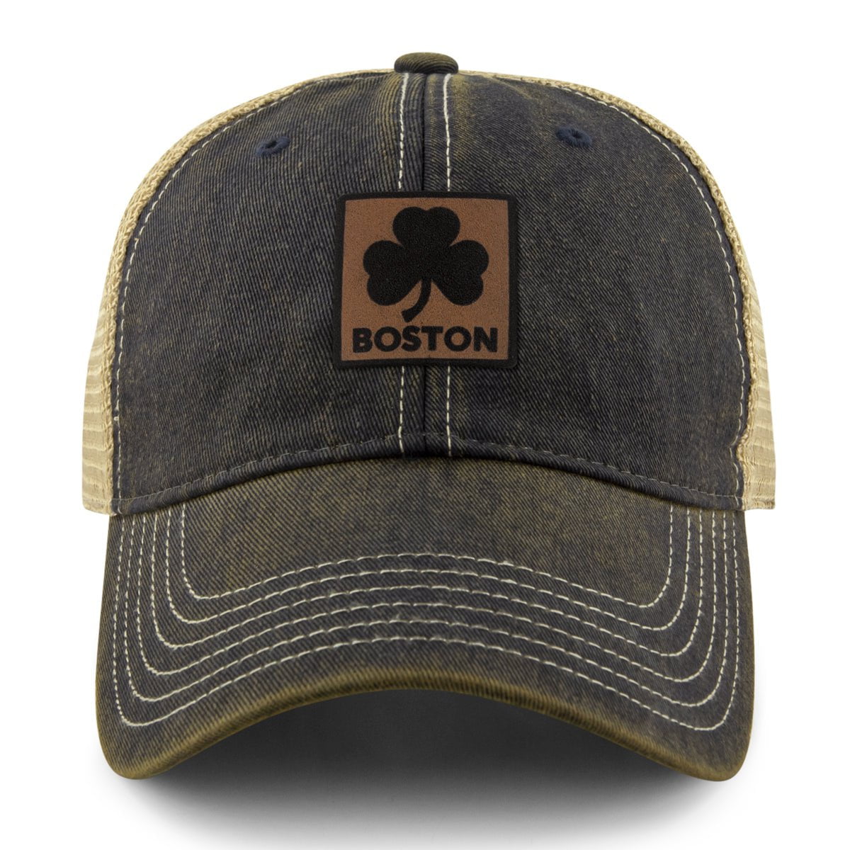 Boston Shamrock Leather Patch Dirty Water Trucker - Chowdaheadz