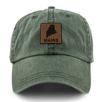 Maine Leather Patch Washed Dad Hat - Chowdaheadz