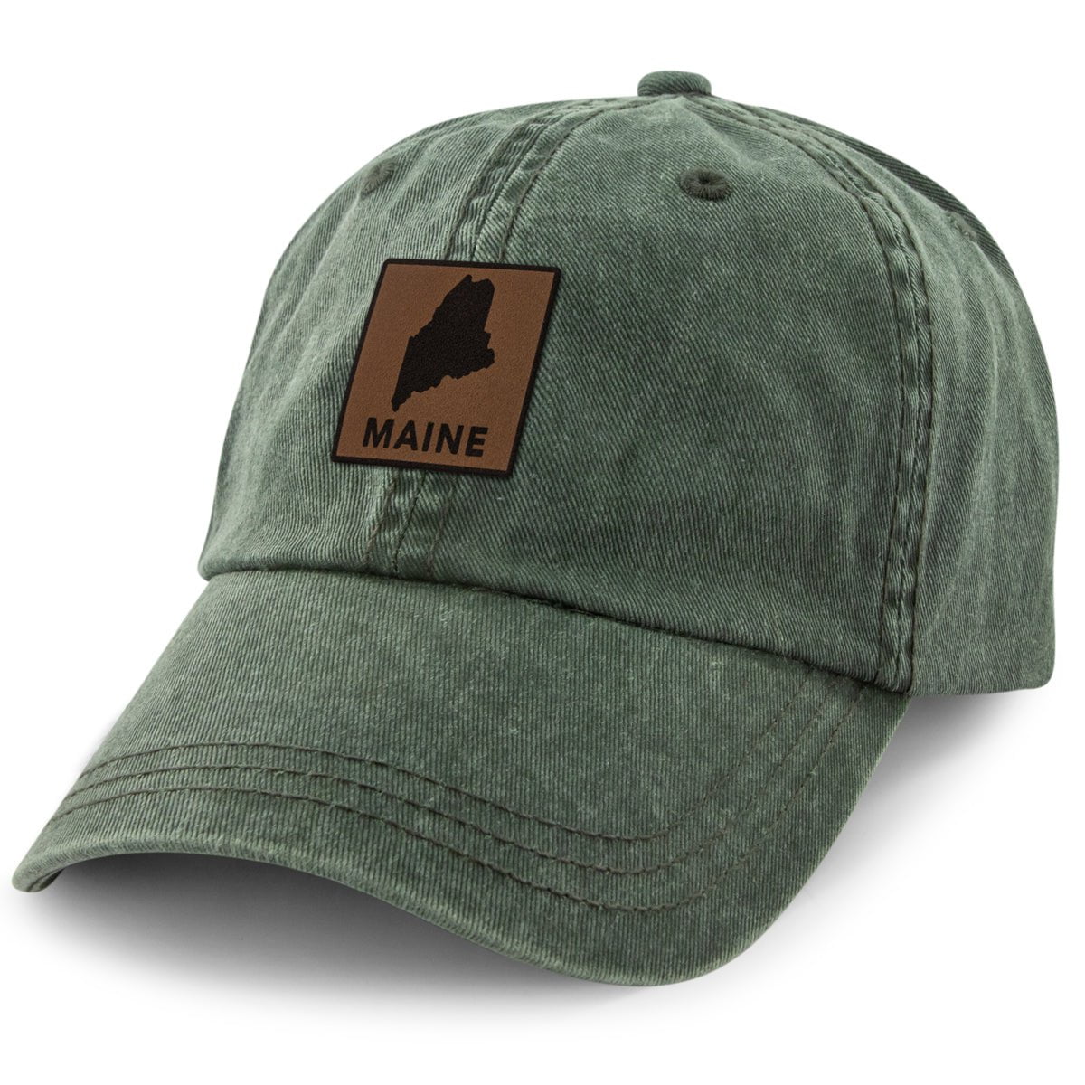 Maine Leather Patch Washed Dad Hat - Chowdaheadz