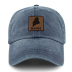 Maine Leather Patch Washed Dad Hat - Chowdaheadz