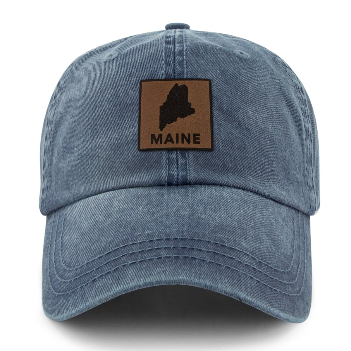 Maine Leather Patch Washed Dad Hat - Chowdaheadz