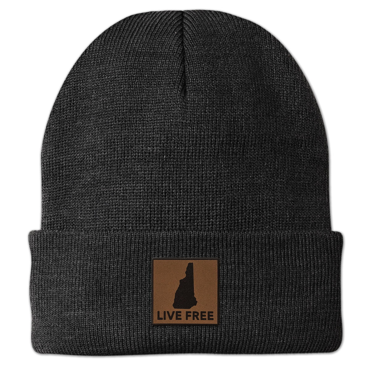 Live Free New Hampshire Leather Patch Cuff Knit - Chowdaheadz