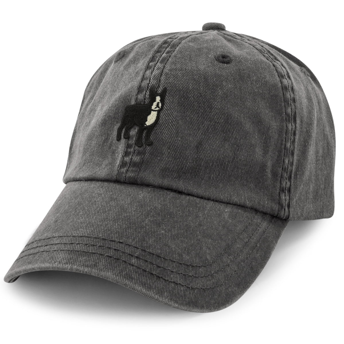 Mini Boston Terrier Washed Dad Hat - Chowdaheadz