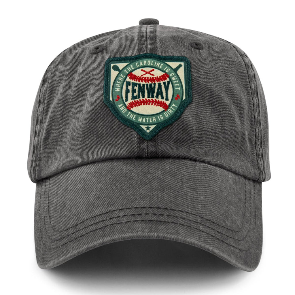 Fenway Sweet & Dirty Patch Washed Dad Hat — front view in Charcoal