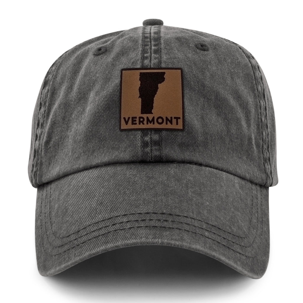 Vermont Leather Patch Washed Dad Hat - Chowdaheadz