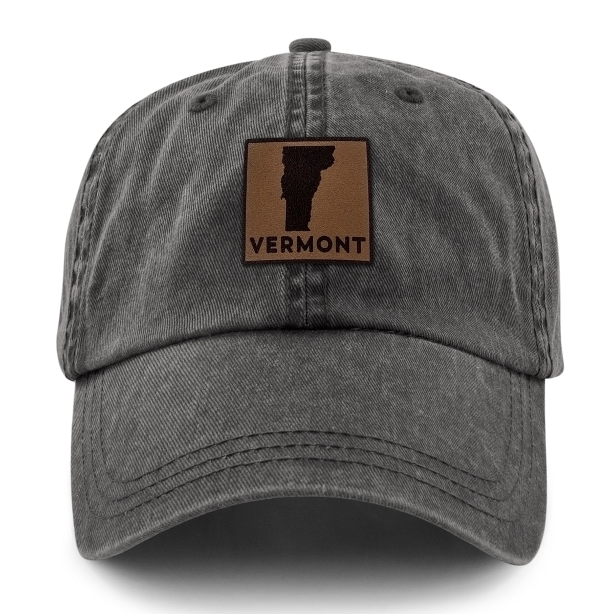 Vermont Leather Patch Washed Dad Hat - Chowdaheadz