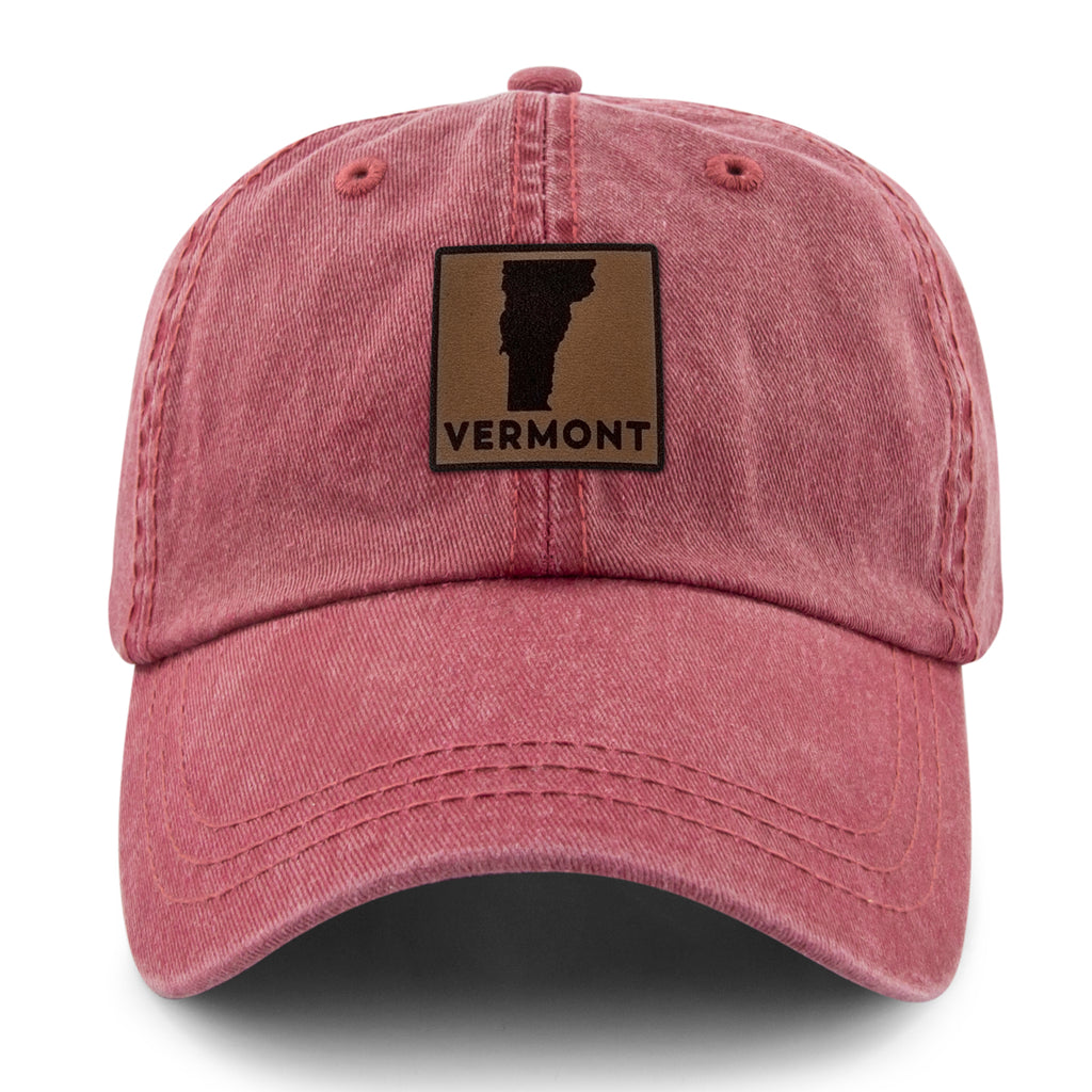 Vermont Leather Patch Washed Dad Hat - Chowdaheadz