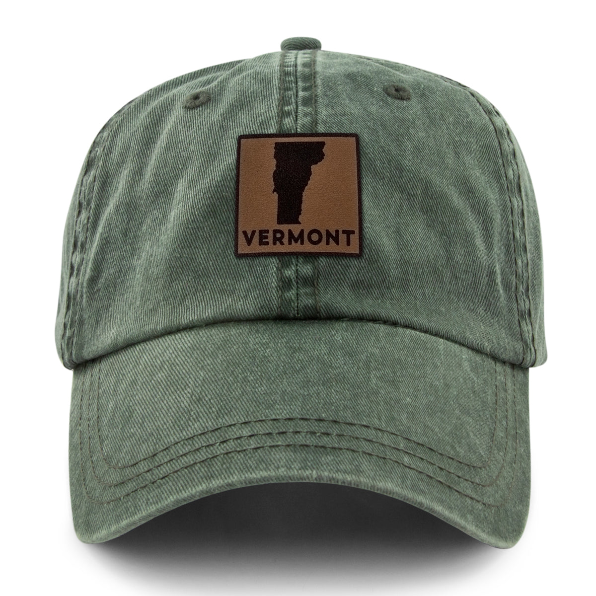 Vermont Leather Patch Washed Dad Hat - Chowdaheadz