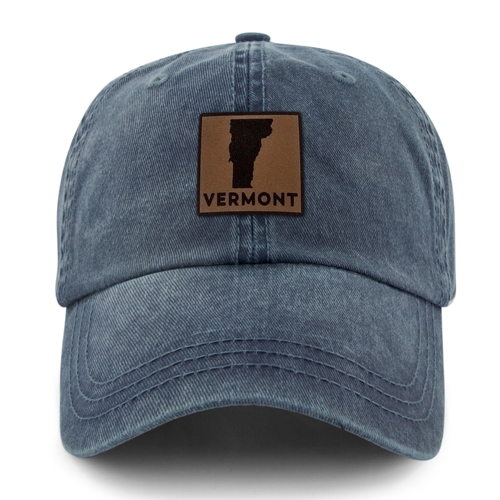 Vermont Leather Patch Washed Dad Hat - Chowdaheadz