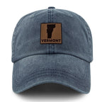 Vermont Leather Patch Washed Dad Hat - Chowdaheadz