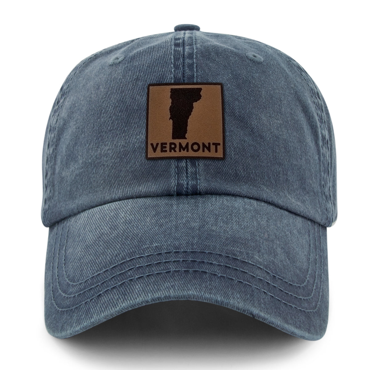 Vermont Leather Patch Washed Dad Hat - Chowdaheadz