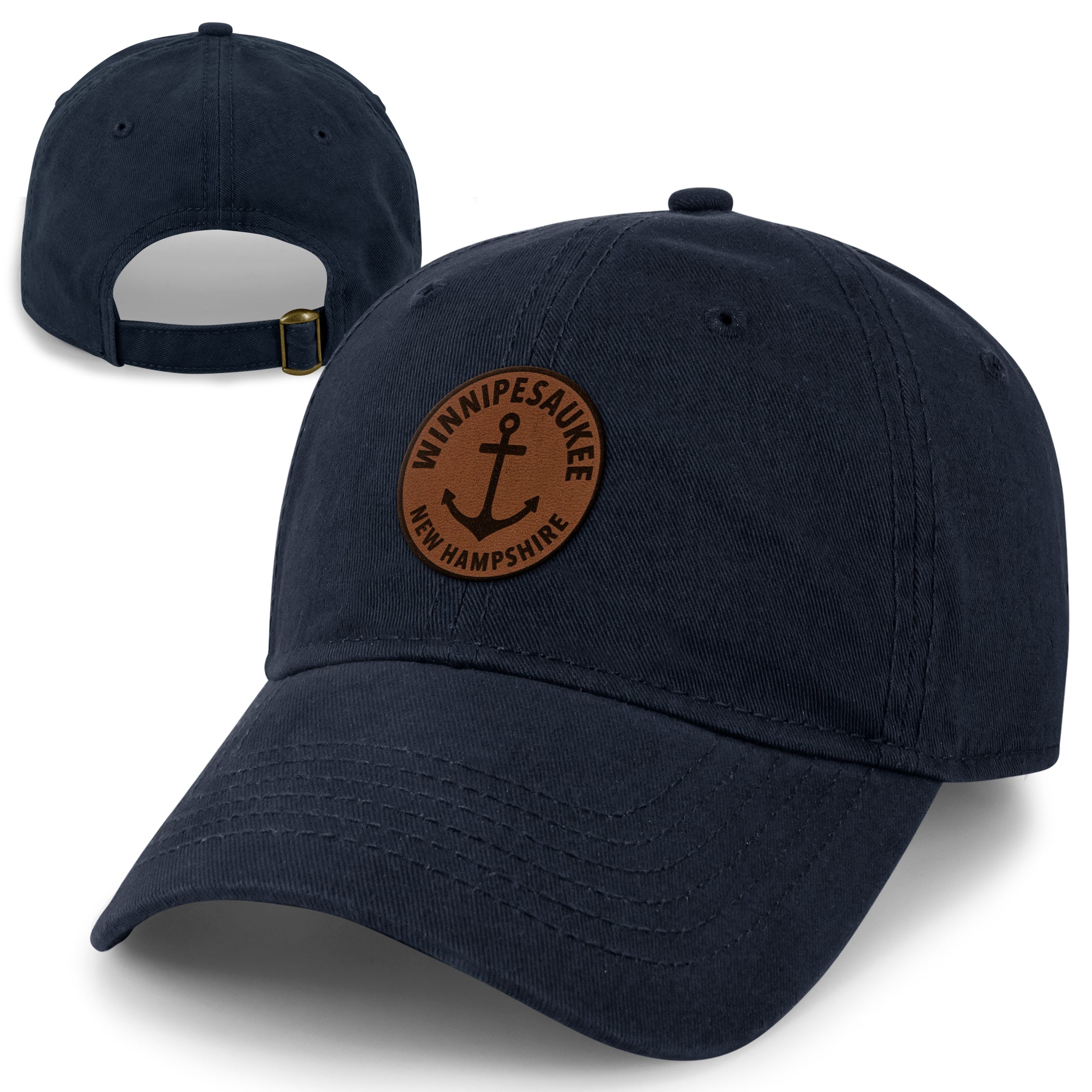 Lake Winnipesaukee Leather Patch Dad Hat - Chowdaheadz