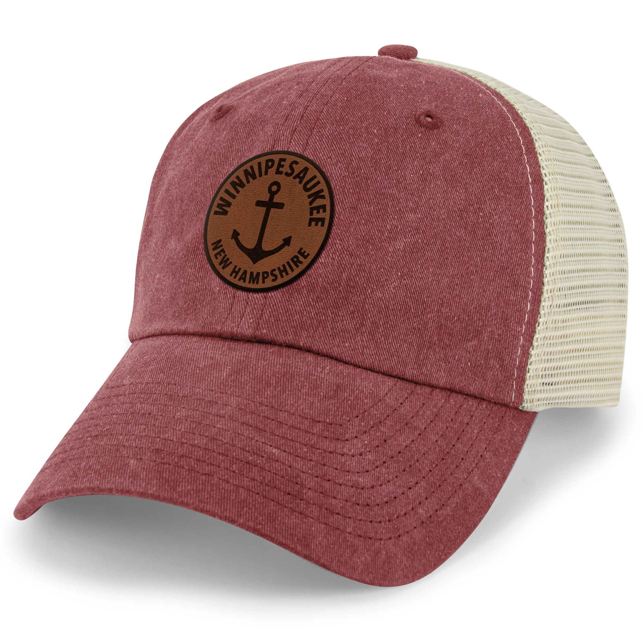 Lake Winnipesaukee Leather Patch Relaxed Trucker - Chowdaheadz