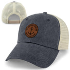 Lake Winnipesaukee Leather Patch Relaxed Trucker - Chowdaheadz