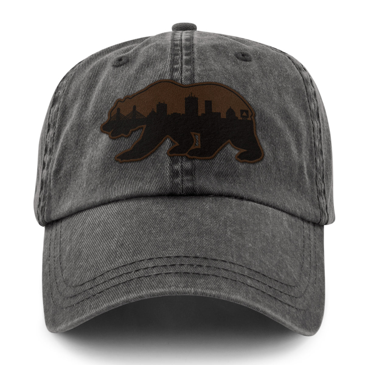 Boston Bear Skyline Leather Patch Washed Dad Hat - Chowdaheadz