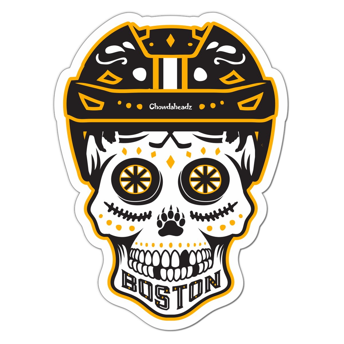 Boston Black & Gold Dead Head Sticker - Chowdaheadz