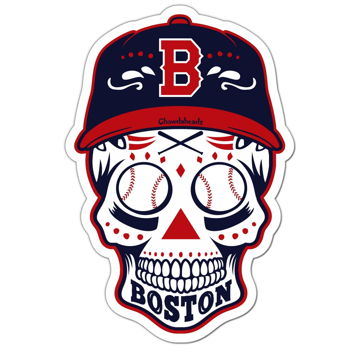 Boston Baseball Dead Head Sticker - Chowdaheadz