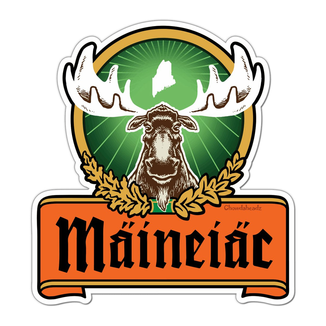 Maineiac Label Sticker - Chowdaheadz