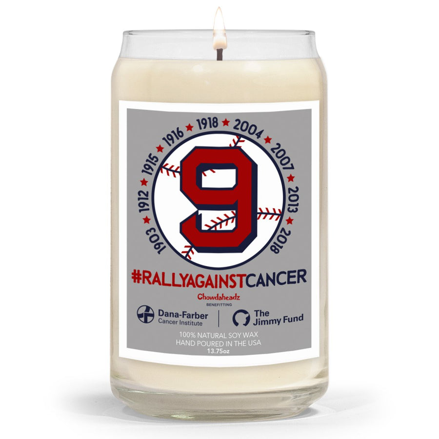 Number 9 Rally Against Cancer Jimmy Fund Candle - 13.75oz - Chowdaheadz