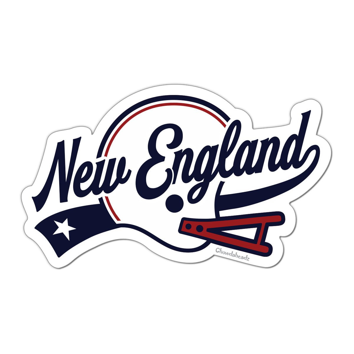 New England Helmet Script Sticker - Chowdaheadz