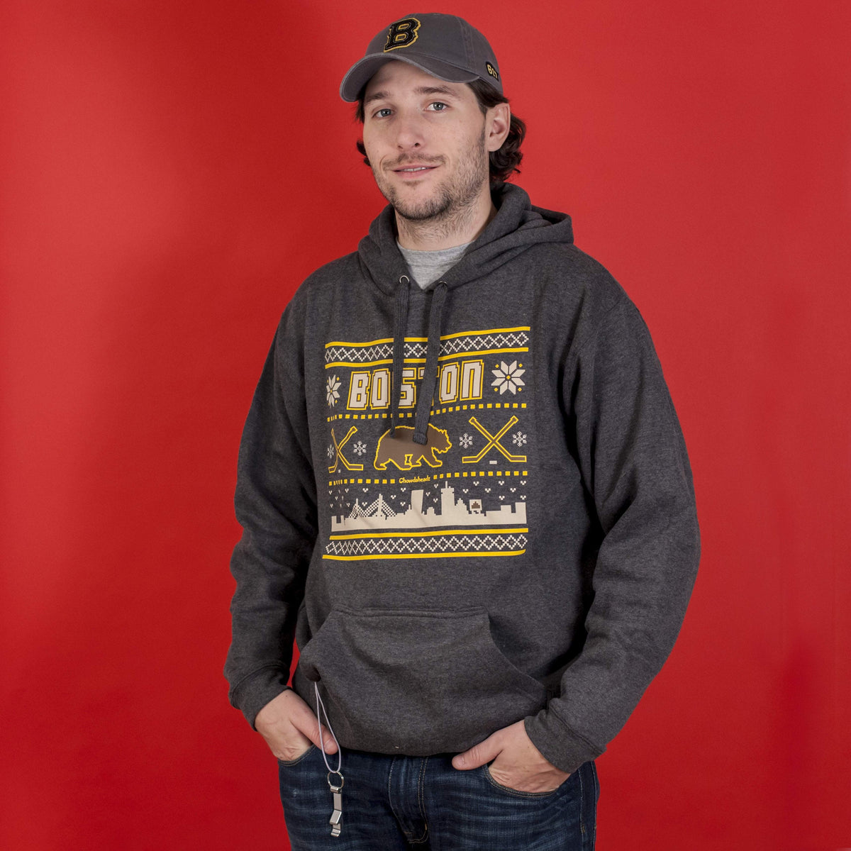Boston Black & Gold Holiday Tailgater Hoodie - Chowdaheadz