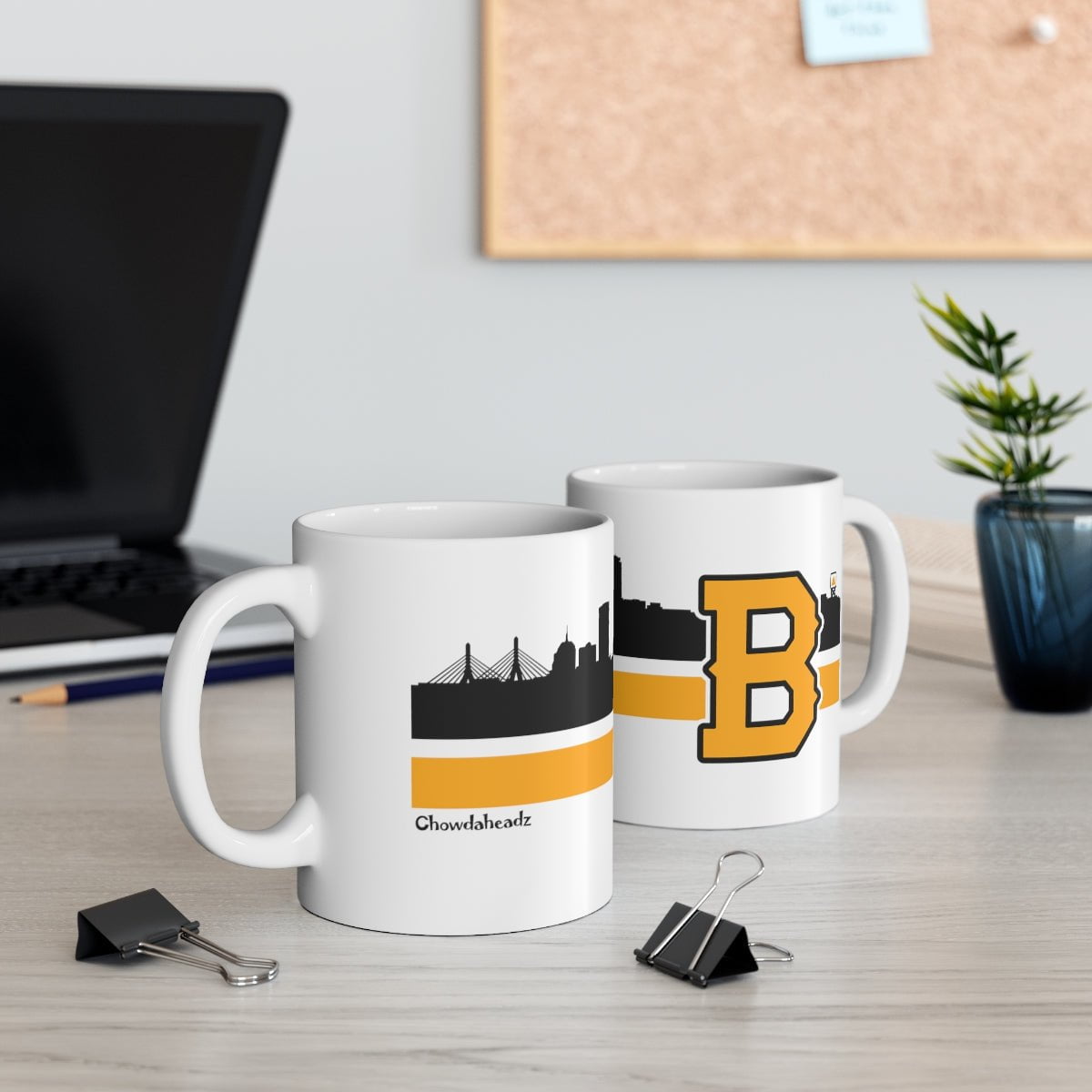 Boston B Black & Gold Sideline 11oz Coffee Mug - Chowdaheadz