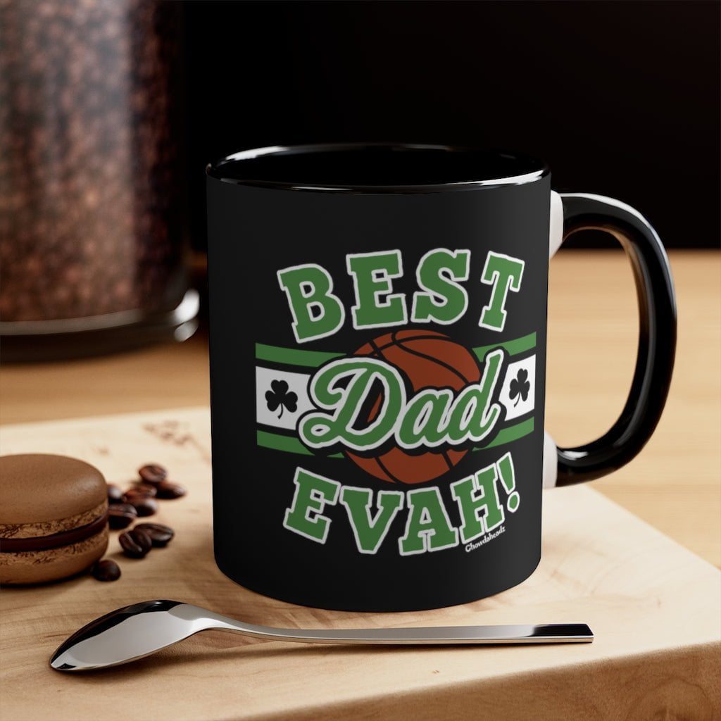 Best Dad Evah Basketball Accent Coffee Mug, 11oz - Chowdaheadz