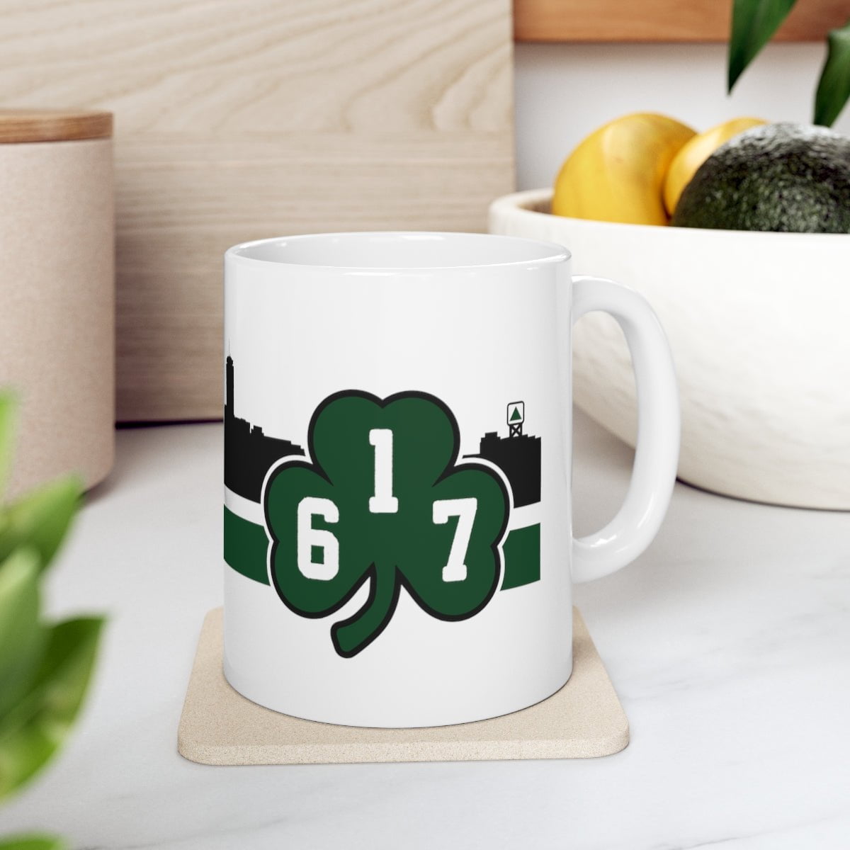 Boston 617 Shamrock Sideline 11oz Coffee Mug - Chowdaheadz