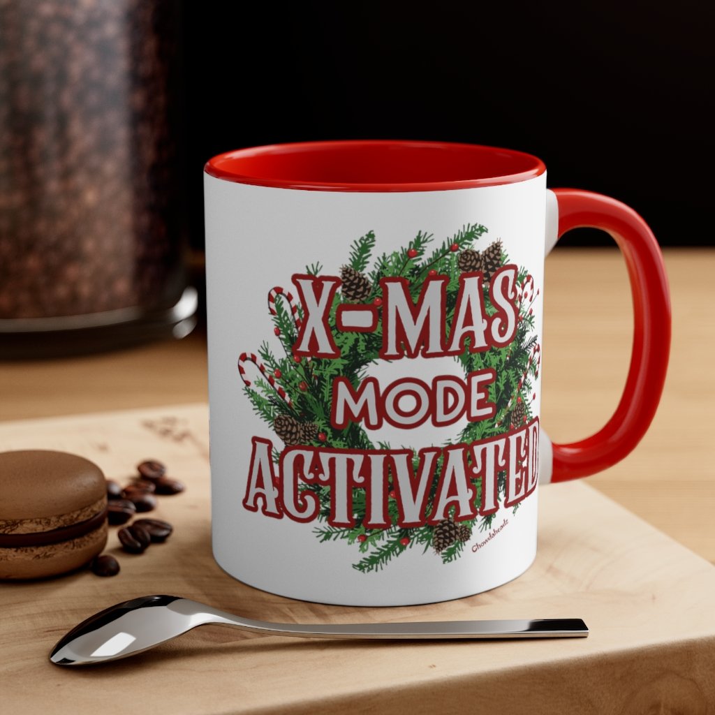 X-mas Mode Activated Accent Coffee Mug, 11oz - Chowdaheadz