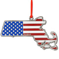 Massachusetts America Christmas ornament with Mass-meets-flag design — Boston Christmas ornament