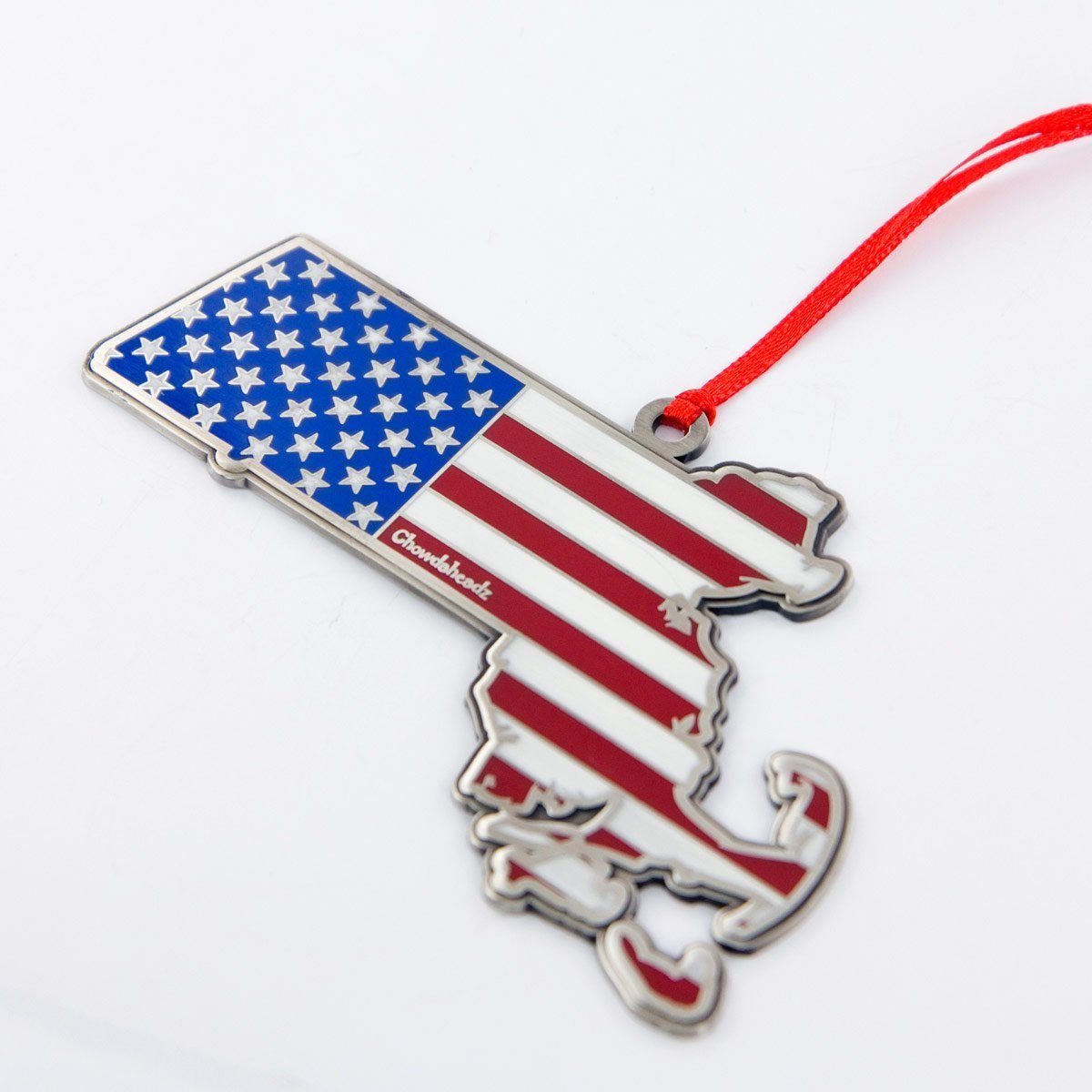 Mass America Christmas ornament on the tree — Boston holiday gift ornament