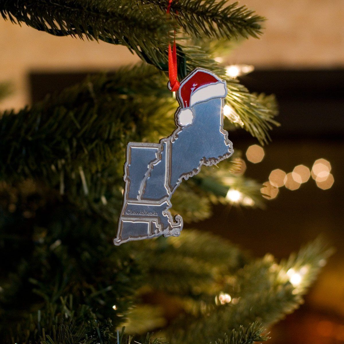 New England Santa Hat Ornament - Chowdaheadz