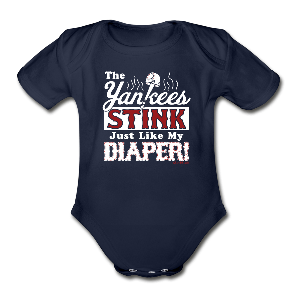 The Yankees Stink Just Like My Diaper Infant One Piece - dark navy